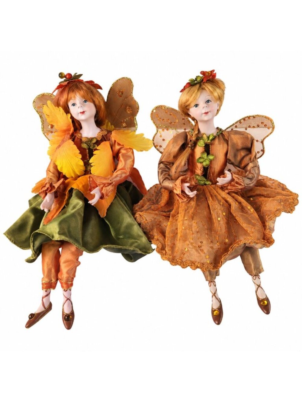 Winward Woodland Fairy Dolls Set 2 Autumn Fall Pixie Shelf Sitters 14in 2014